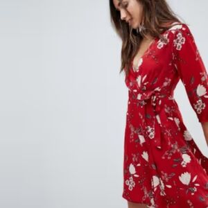 ASOS Satin Floral Wrap Dress